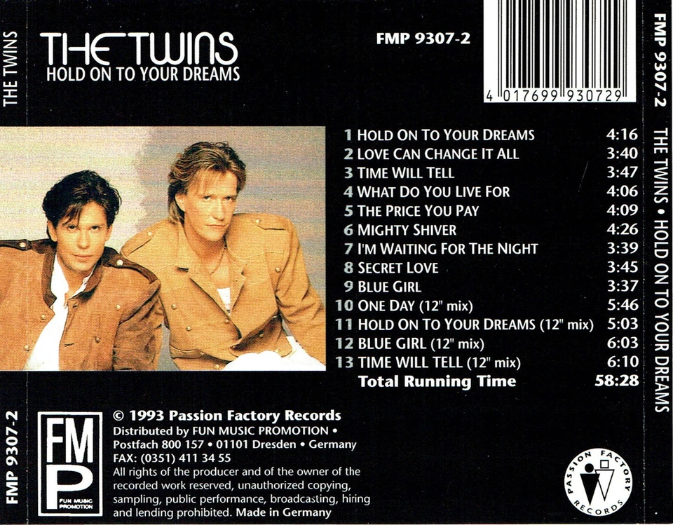 (CD) The Twins - Hold On To Your Dreams - Time Will Tell, One Day, Blue Girl - Bild 2 von 2