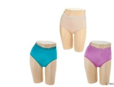 Breezies Set of 3 Nylon Microfiber Hi-Cut Panty-Nude/Purple/Teal-Medium-A287800