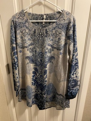 India Boutique Top Rhinestone Long Blouse Short Dress Bling Shirt One Size XL