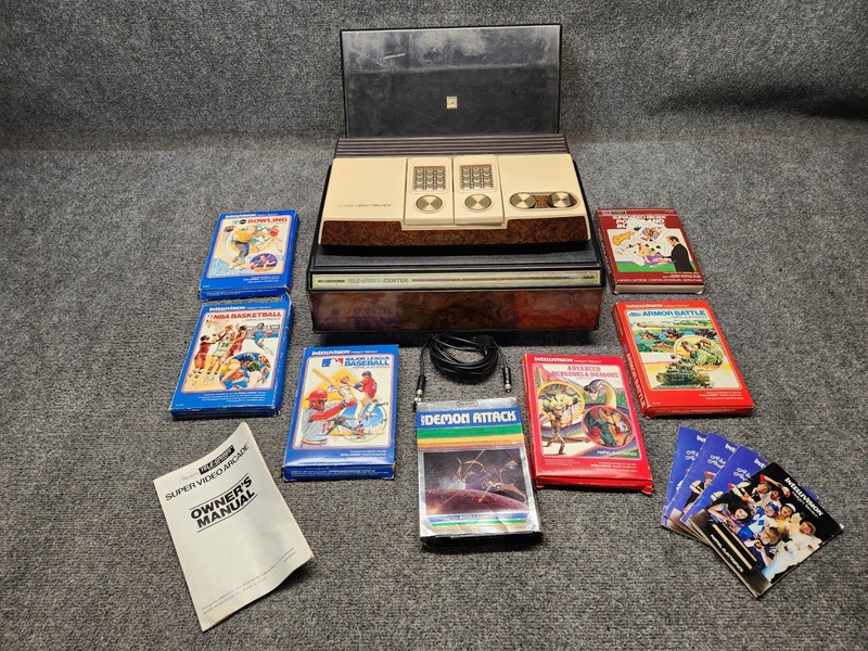 Sears TELE-GAMES Center Bundle-7 Games-2 Paddles Tested Dungeons-Intellivision