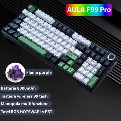 AULA F99Pro Mechanische Tastatur Full-Size Wireless Bluetooth und USB