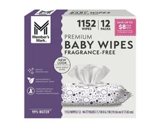 Member's Mark Premium Fragrance-Free Baby Wipes, 12 Packs (1152 ct.) Great Price