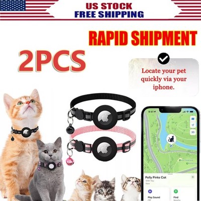 AirTag Cat Collar Air Tag Reflective Dog Pet Collar with Removable Bell USA