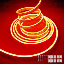 Orange Neon LED Strip Lights, 16.4 Ft/5M 12V DC 600 SMD2835 Leds Waterproof Rope