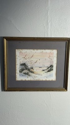 Mary Ellen Golden Water Color Painting Framed& Matted Sea Scape Carolina Memorie
