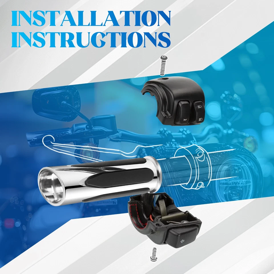 Chrome 1" Motorcycle Handlebar Hand Grips For Harley Road King Fatboy Breakout — 第 2/4 张图片