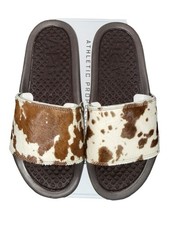 APL Iconic Slide Women’s 8 Deep Brown White Cow Hair Sandals New