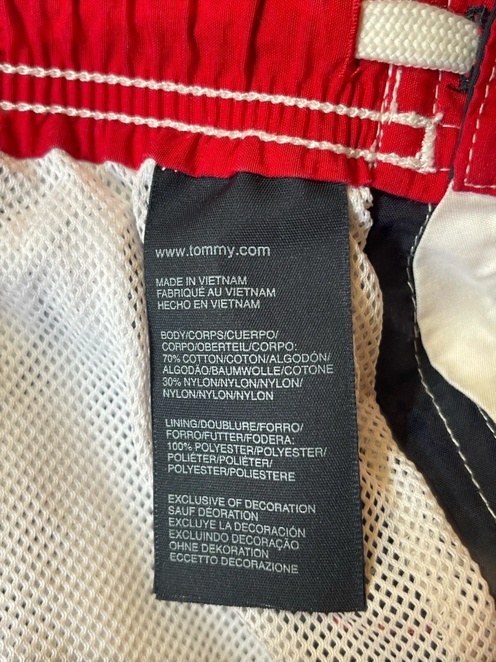 Tommy Hilfiger Hombre Bañador Board Shorts Rojo Azul Forrado Bandera Logo Talla L Foto 4 de 4