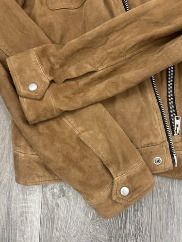 Brown Leather Suede Trucker Style Jacket - Picture 7 of 8
