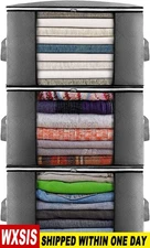 3PC Large Bedding Clothes Storage Bags Zipped Organizer Underbed Wardrobe Closet