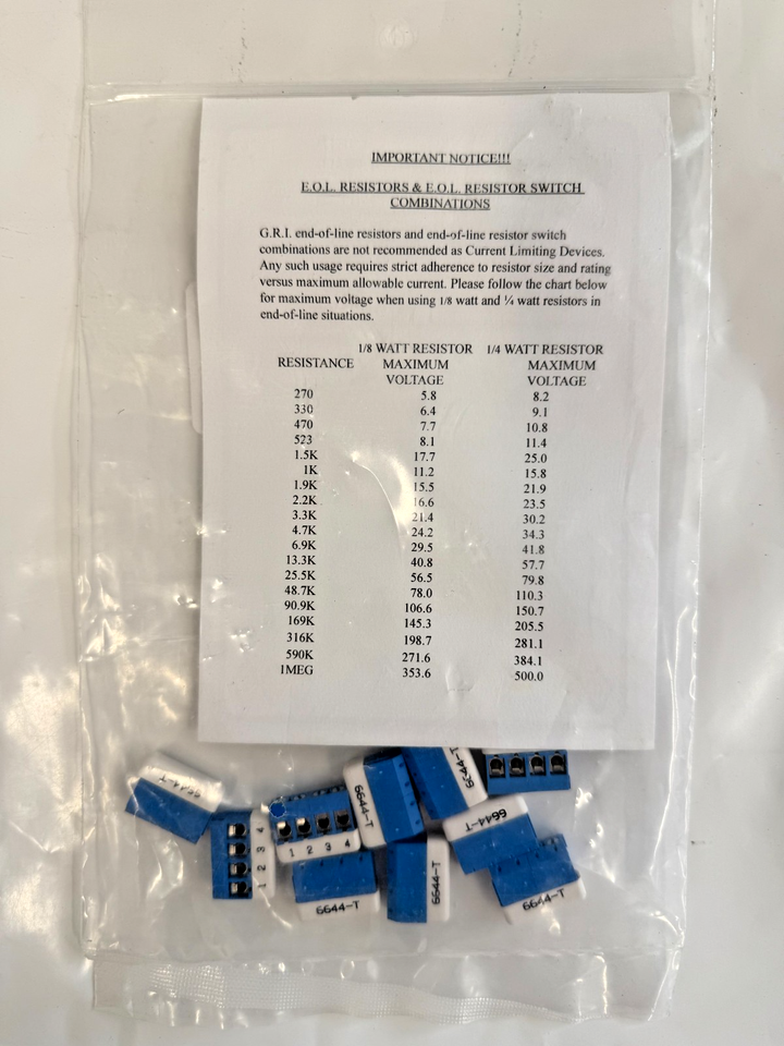 GRI 6644-T Magnetic Contact Resistor Pack, 2-1K, 1/8W with 4-Pin ...