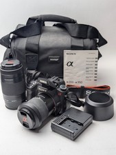 Sony Alpha a300 DSLR Camera 2 Lens Kit 18-70mm 75-300mm Battery Charger Bag