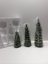 3 Pc Set Lot 7.5" 9.5" 12" Vintage Inspired Holiday Lighted Christmas Tree New