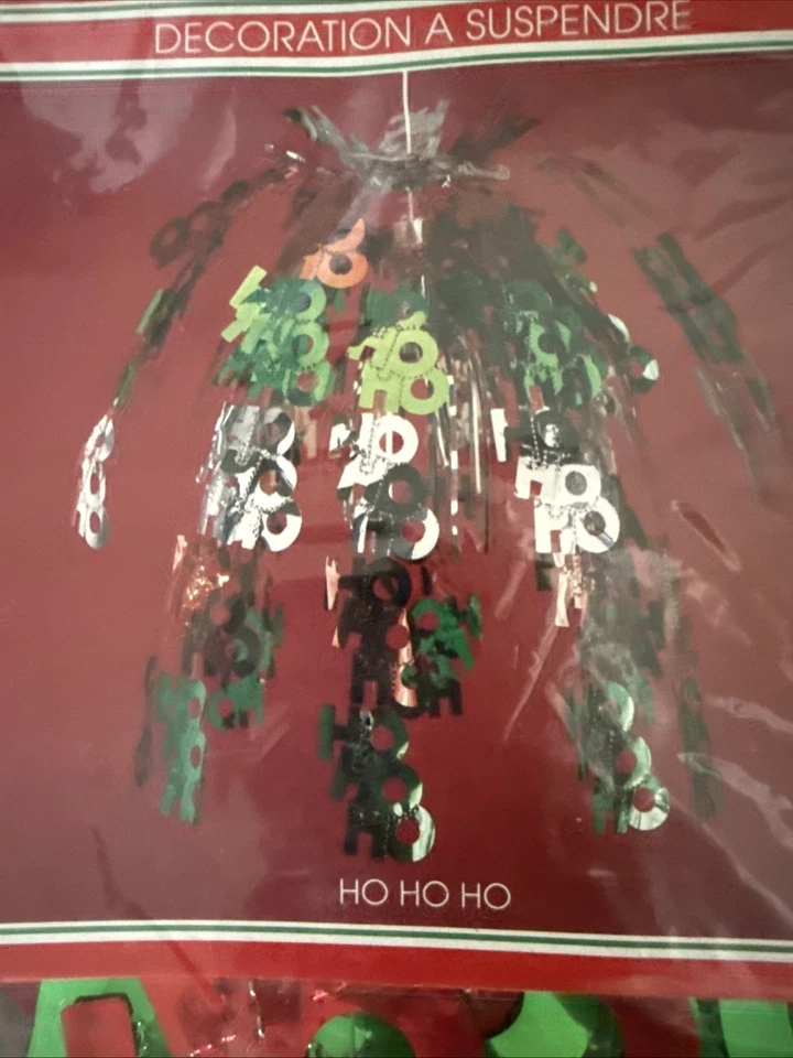 Vintage Amscan HO HO HO Metallic Foil Cascade Christmas Party Decor 24" Sealed - Image 2 of 4
