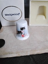 Wedgewood cats playing with wool Collectible Thimble. 