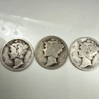 Lot of (3)-90% Silver  Mercury Dimes- 1927-P,  1926-P  & 1924-P   (A)