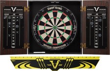 Dart Board Cabinet Set Sisal Bristle 6 Steel Tip Darts Viper Stadium Shot King
