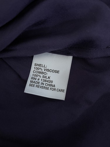 Etcetera NWT Deep Purple/Navy Sleeveless Tie Back Sheer Panel Silk Blouse Size 4 - Picture 4 of 8