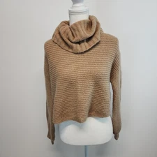 Elan Twisted Back Cowl Neck Sweater Size S Tan Crop Dolman Pullover Neutral