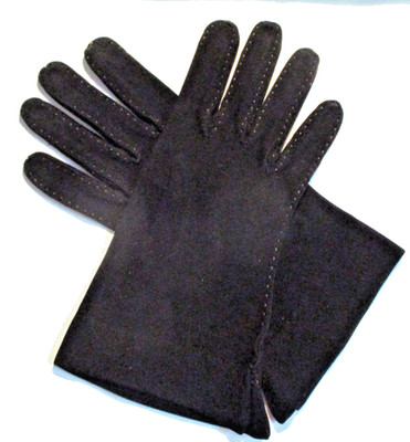Vintage 1950s Black Dressy Wrist Gloves 6.5 Top Stitched