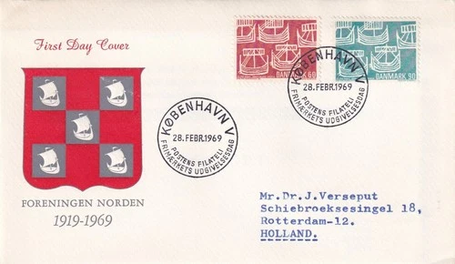 SA25d Denmark 1969 the 100th Anniversary of the First Northern Postal Agree, FDC