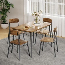 5-Piece Dining Table Set, Rectangular Kitchen Table And Chairs, Dining Table Set