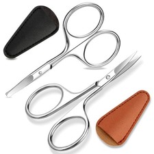 2 Pcs Stainless Steel Facial Hair Small Scissors for Eyebrow Nose Beard Eyelash