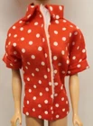 Vintage 1960's Red & White Polka Dot Clone Shirt Fits 11 1/4" Dolls Like Barbie