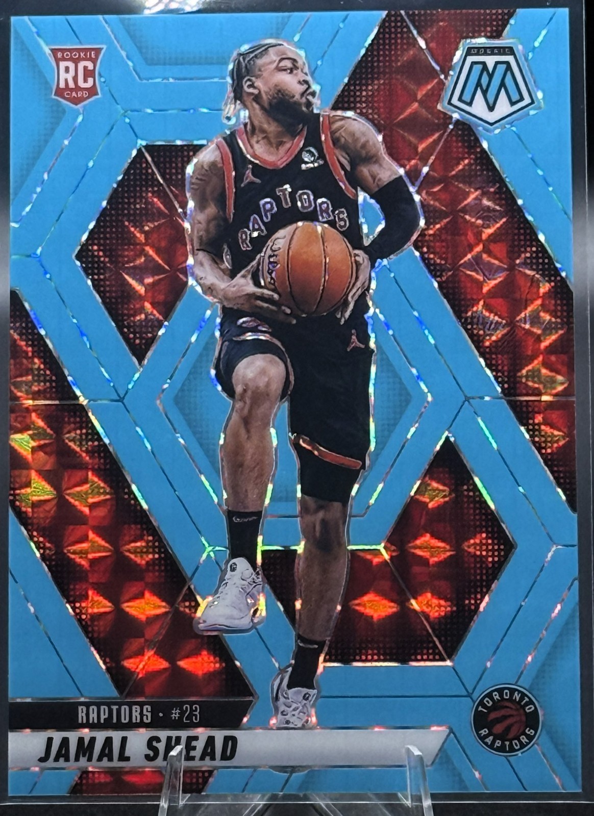 Jamal Shead 2024-25 Panini Mosaic #201 Blue Fluorescent Mosaic RC Rookie 21/75