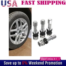 4Pcs TR48 Bolt On Tire Valve Stem Chrome Metal High Pressure Flush W/ Stem Nesbi