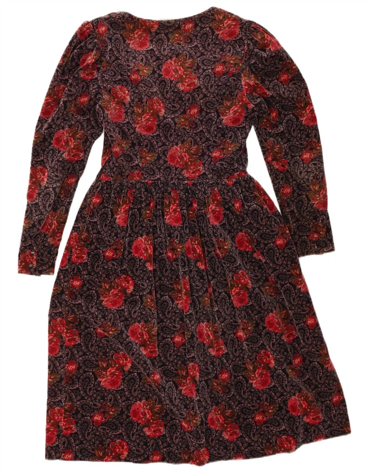 Vestido LAURA ASHLEY Mujer Terciopelo Línea A Reino Unido 12 Mediano Multicolor Floral CA04 Foto 2 de 3