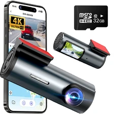 4K UHD Dash Cam Car DVR 24 Hours Night Vision 32GB WiFi Camera with GPS Hardwire