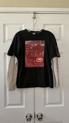 Ecko Unltd. The Classic T-Shirt Men's M Black Graphic Long Sleeve Crew Neck