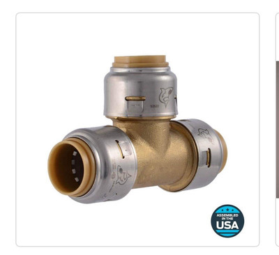 SharkBite MAX 1/2  x 1/2  x 1/2  Push-to-Connect Brass Tee Fitting, UR362A