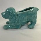 Vintage Shawnee Pottery Cocker Spaniel Dog Teal Ceramic Planter