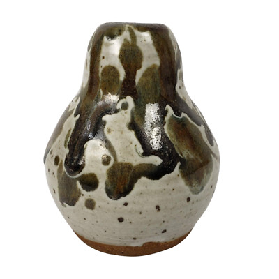 Vintage Suz Suzuki Japanese Pottery Seto Ware Drip Glaze Nuka Shino Hand Made 5''