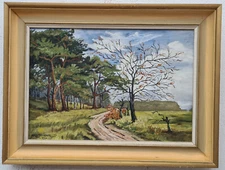 No.: 662 oil painting artwork with frame oil painting landscape forest 1935 year