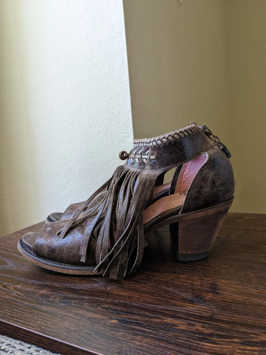 Junk Gypsy by Lane Boots Brown Archer Women s 7 Peep Toe Fringe