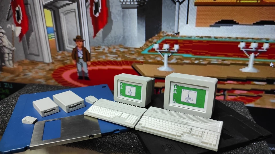 1:10 scale ATARI ST mini + monitor + drive + mouse Retro Computer miniature - Immagine 2 di 4