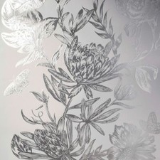Crown Luxe Mayfair Kew Floral Wallpaper Silver M1473