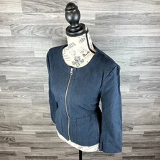 ANN TAYLOR LOFT Women's Blue Full Zip up Top Size 6 Regular