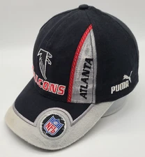 Atlanta Falcons Distressed Black Puma OSFA Strap Back Hat NFL Pro Line