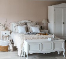 Shabby Chic White Bedroom Furniture, French Bed Bedside Table Chest Of Drawers