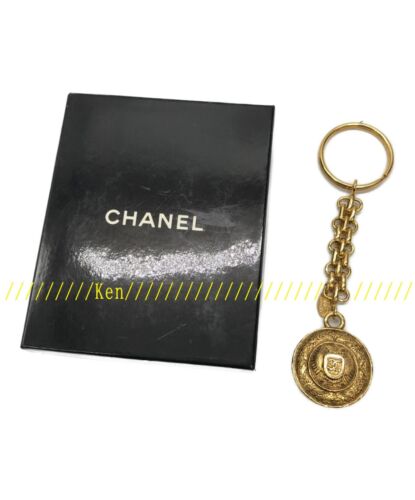 CHANEL Key Ring Chain Holder Bag Charm Coco Gold CC Vintage Authentic RARE