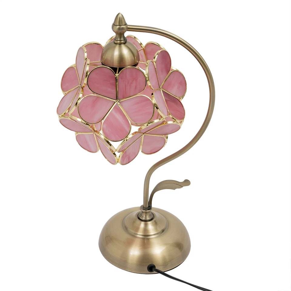 Lámpara de mesa con forma floral para dormitorio, vitral 110V lámpara de mesa con flores Foto 4 de 4