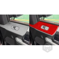 Red For Ford F150 15-20 Carbon Fiber Front Window Lift Switch Panel Cover Trim