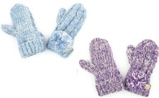 CC Kids Two tone pom kids mittens with fuzzy lining