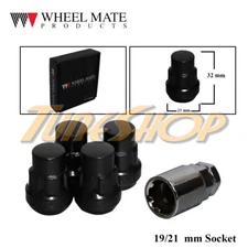 4 LOCK WM ACORN SEAT WHEELS LOCKING LUG NUTS KEY 14X1.5 M14 1.5 CLOSE END BLACK