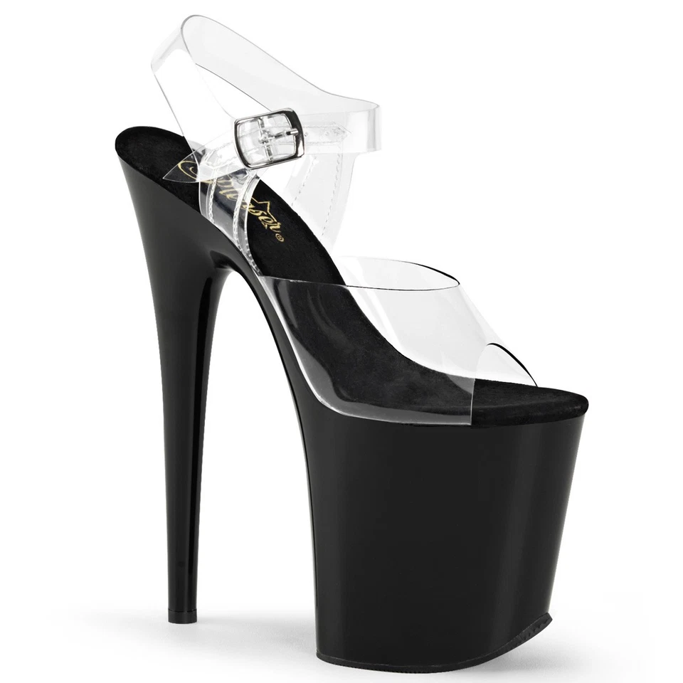 Sale FLAMINGO-808 Pleaser High-Heels Plateau Sandaletten transparent schwarz 36 - Bild 1 von 1