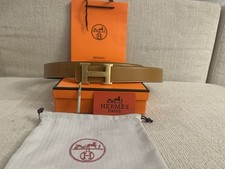 CINTURA HERMÈS ORIGINALE NUOVA 38 MM REVERSIBLE LEATHER 115 Cm - BEIGE/NERA ORO
